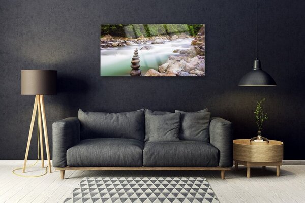 Quadro in vetro Foresta Brook River Mountains 100x50 cm 2 appendini