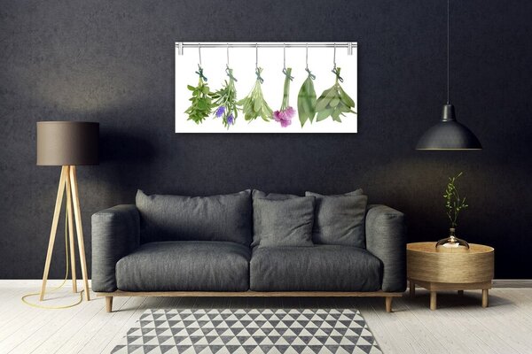 Quadro in vetro Erbe Foglie secche Fiori 100x50 cm 2 appendini