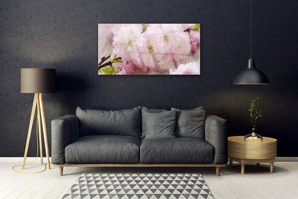 Quadro su vetro Rami Fiori Petali Natura 100x50 cm 2 appendini