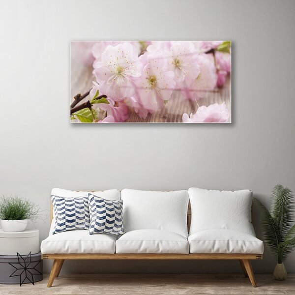 Quadro su vetro Rami Fiori Petali Natura 100x50 cm 2 appendini