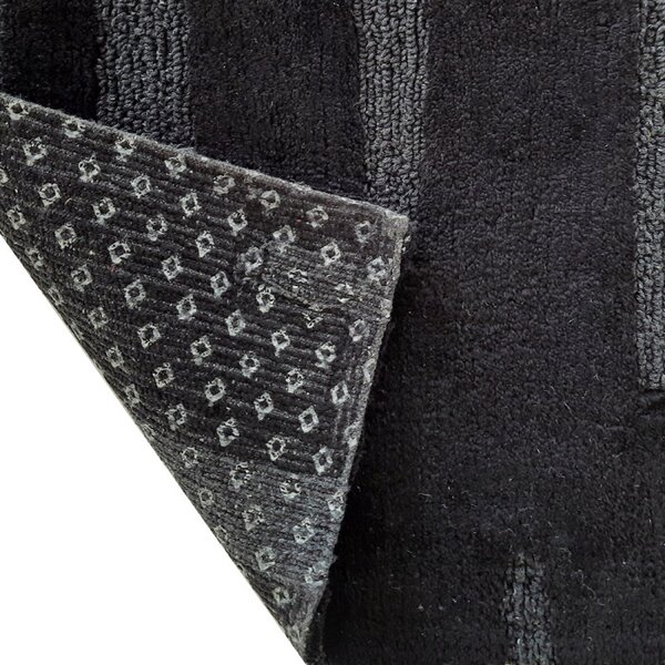 Tappeto arredo bagno Linee 100% cotone nero Nero 50X80