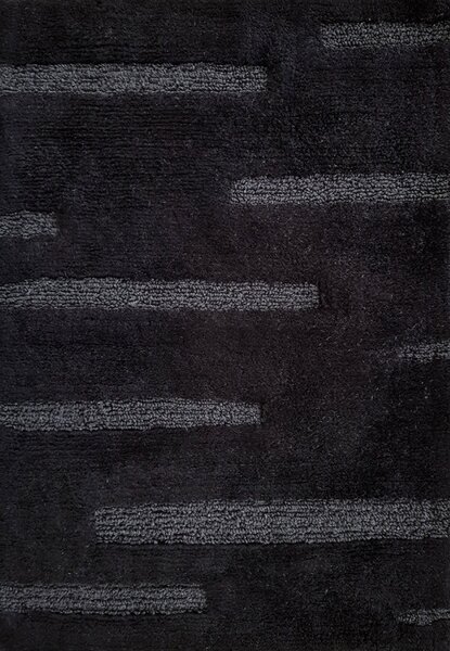 Tappeto arredo bagno Linee 100% cotone nero Nero 50X80