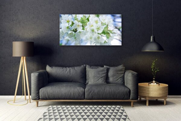 Quadro in vetro Fiori Albero Foglie Natura 100x50 cm 2 appendini
