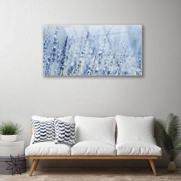 Quadro in vetro Fiori Spighe Prato Natura 100x50 cm 2 appendini