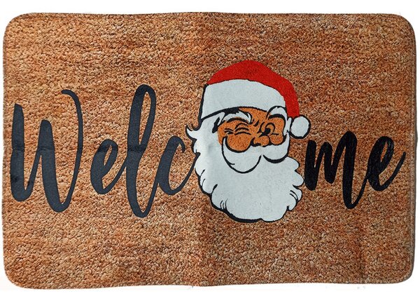 Tappetino natalizio per ingresso con stampa Babbo Natale