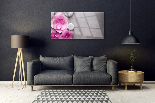 Quadro vetro Aromaterapia con fiori rosa 100x50 cm 2 appendini