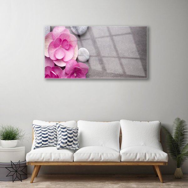 Quadro vetro Aromaterapia con fiori rosa 100x50 cm 2 appendini