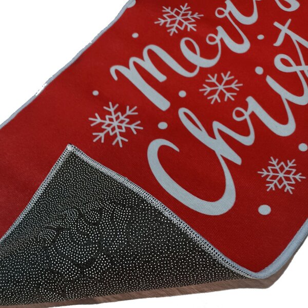 Tappetino natalizio Merry Christmas rosso cm. 119x44