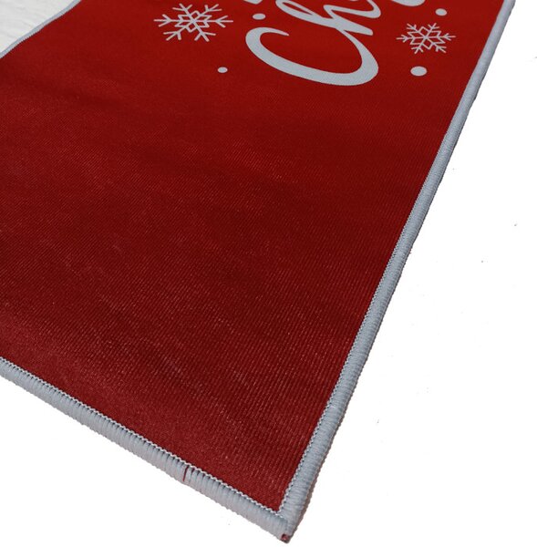 Tappetino natalizio Merry Christmas rosso cm. 119x44