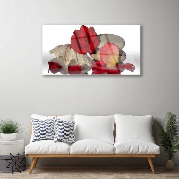 Quadro vetro Petali di rose Natura morta 100x50 cm 2 appendini