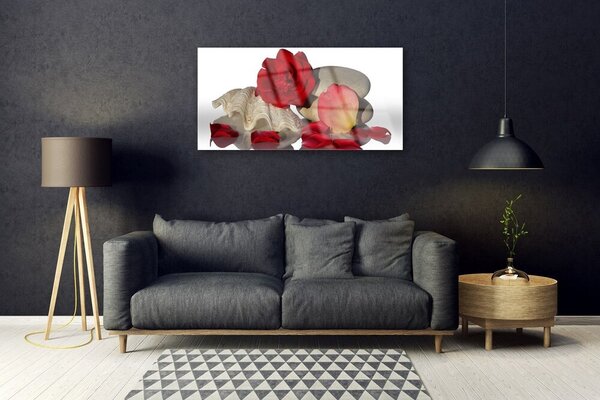 Quadro vetro Petali di rose Natura morta 100x50 cm 2 appendini