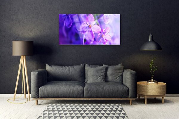 Quadro di vetro Natura Fiori viola 100x50 cm 2 appendini