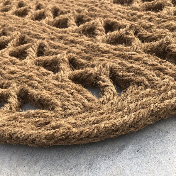 Zerbino in fibra di cocco naturale intrecciato a mano forma mezza luna