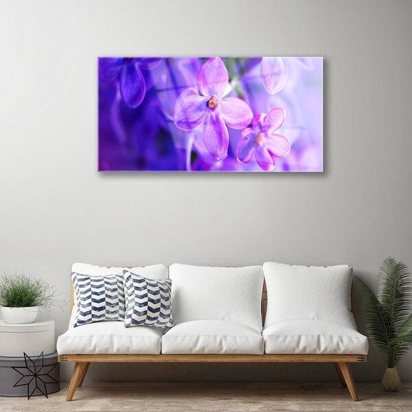 Quadro di vetro Natura Fiori viola 100x50 cm 2 appendini