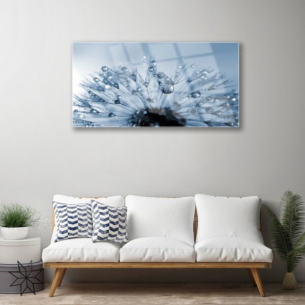 Quadro di vetro Gocce di fiori soffiati 100x50 cm 2 appendini
