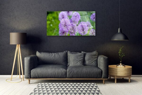 Quadro su vetro Prato di fiori viola 100x50 cm 2 appendini
