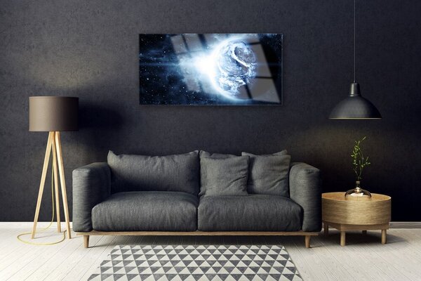 Quadro in vetro Terra Cosmo Pianeta 100x50 cm 2 appendini