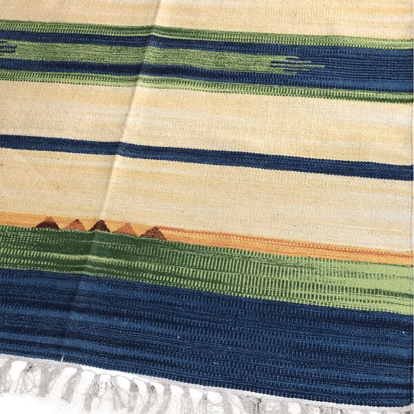 Tappeto arredo bagno in cotone 100% New Gabbeh Sobel Verde 110x160
