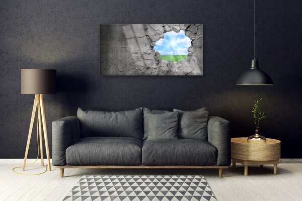 Quadro su vetro Muro incrinato 100x50 cm 2 appendini