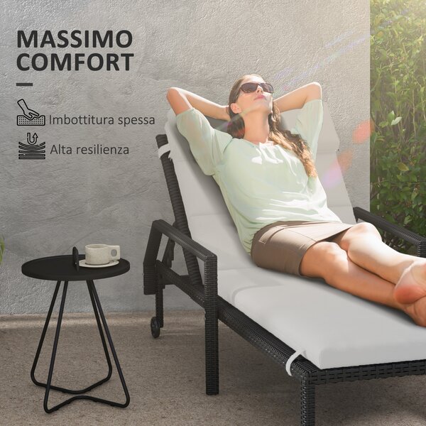 Outsunny Cuscino per Sdraio e Lettino Prendisole in Tessuto con Lacci di Fissaggio, Grigio Chiaro|Aosom