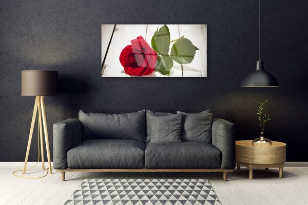 Quadro su vetro Fiore di rosa pianta naturale 100x50 cm 2 appendini