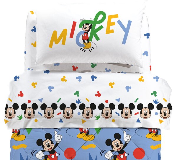 Completo Lenzuola In Cotone Mickey Colors Singolo Warner Bros Ragazzo Caleffi