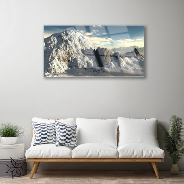 Quadro su vetro Paesaggio montano 100x50 cm 2 appendini