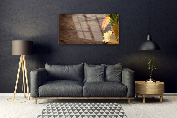 Quadro vetro Foglie Fiori Natura 100x50 cm 2 appendini