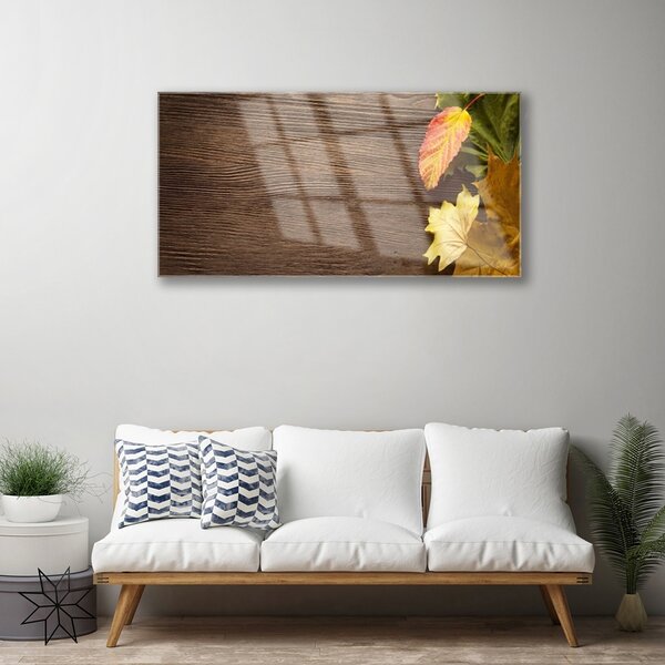 Quadro vetro Foglie Fiori Natura 100x50 cm 2 appendini