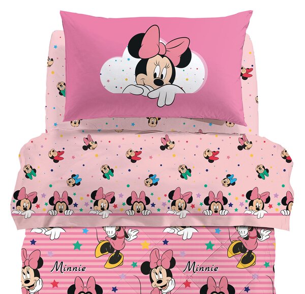 Completo Lenzuola In Cotone Minnie Rainbow Singolo Warner Bros Ragazza Caleffi