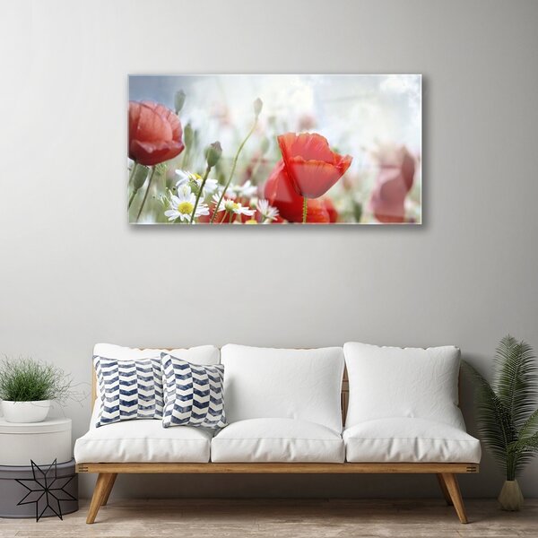 Quadro in vetro Fiori Petali Pianta 100x50 cm 2 appendini