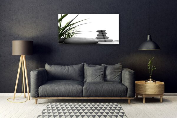 Quadro in vetro Grafica d'arte dell'erba 100x50 cm 2 appendini