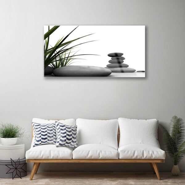 Quadro in vetro Grafica d'arte dell'erba 100x50 cm 2 appendini