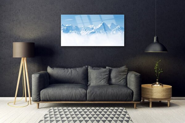 Quadro vetro Montagne Nebbia Paesaggio 100x50 cm 2 appendini