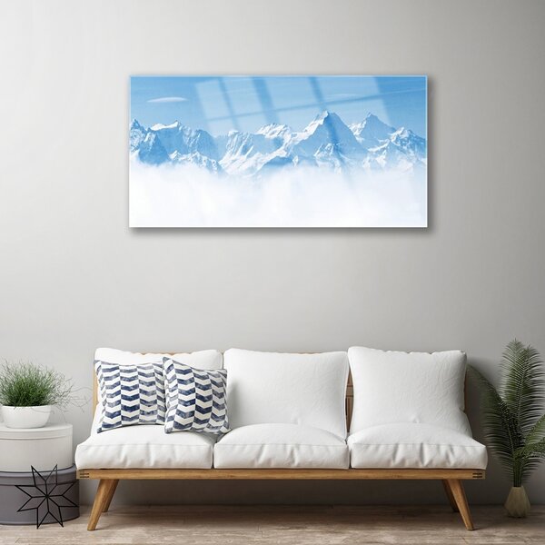 Quadro vetro Montagne Nebbia Paesaggio 100x50 cm 2 appendini