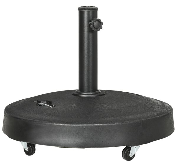 Outsunny Base per Ombrellone da 23.5kg con 2 Manovelle e Rotelle, in Resina e Acciaio, Ø53x41 cm, Nera|Aosom