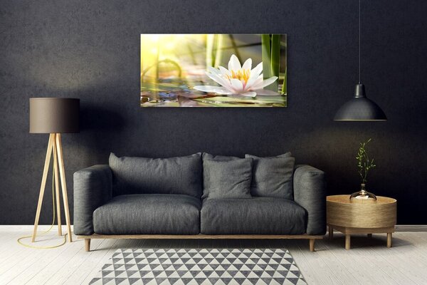 Quadro vetro Fiore di ninfea 100x50 cm 2 appendini