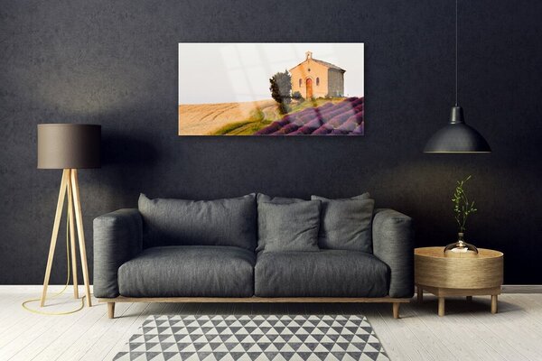 Quadro in vetro Paesaggio di campo 100x50 cm 2 appendini
