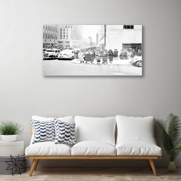 Quadro su vetro Storia della città Retro 100x50 cm 2 appendini