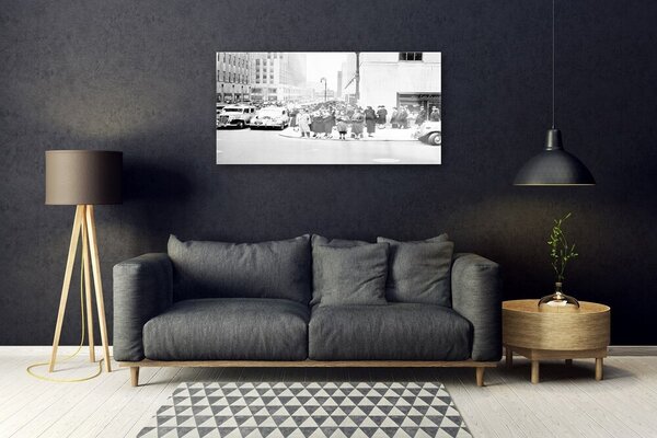 Quadro su vetro Storia della città Retro 100x50 cm 2 appendini
