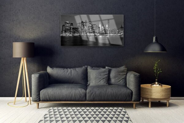 Quadro in vetro Edificio della città 100x50 cm 2 appendini
