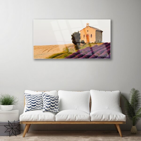 Quadro in vetro Paesaggio di campo 100x50 cm 2 appendini