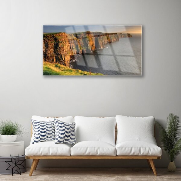 Quadro di vetro Rocce Costa Mare 100x50 cm 2 appendini