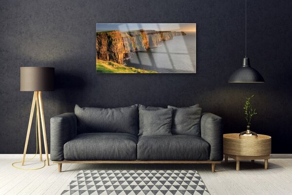 Quadro di vetro Rocce Costa Mare 100x50 cm 2 appendini