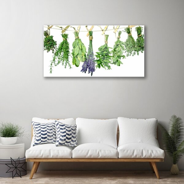 Quadro vetro Petali Fiori Erbe 100x50 cm 2 appendini