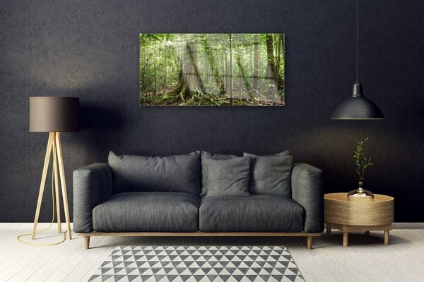 Quadro su vetro Foresta Natura Giungla Alberi 100x50 cm 2 appendini