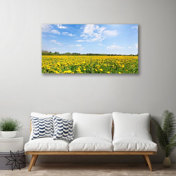 Quadro su tela Prato di tarassaco 100x50 cm