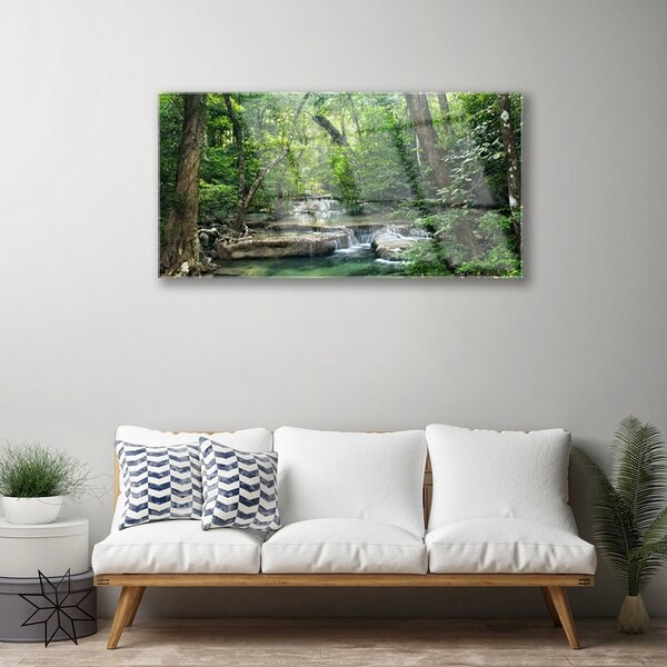 Quadro in vetro Foresta Natura 100x50 cm 2 appendini