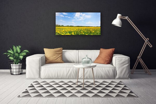Quadro su tela Prato di tarassaco 100x50 cm