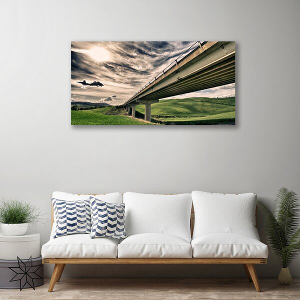 Quadro su tela Valle del ponte dell'autostrada 100x50 cm